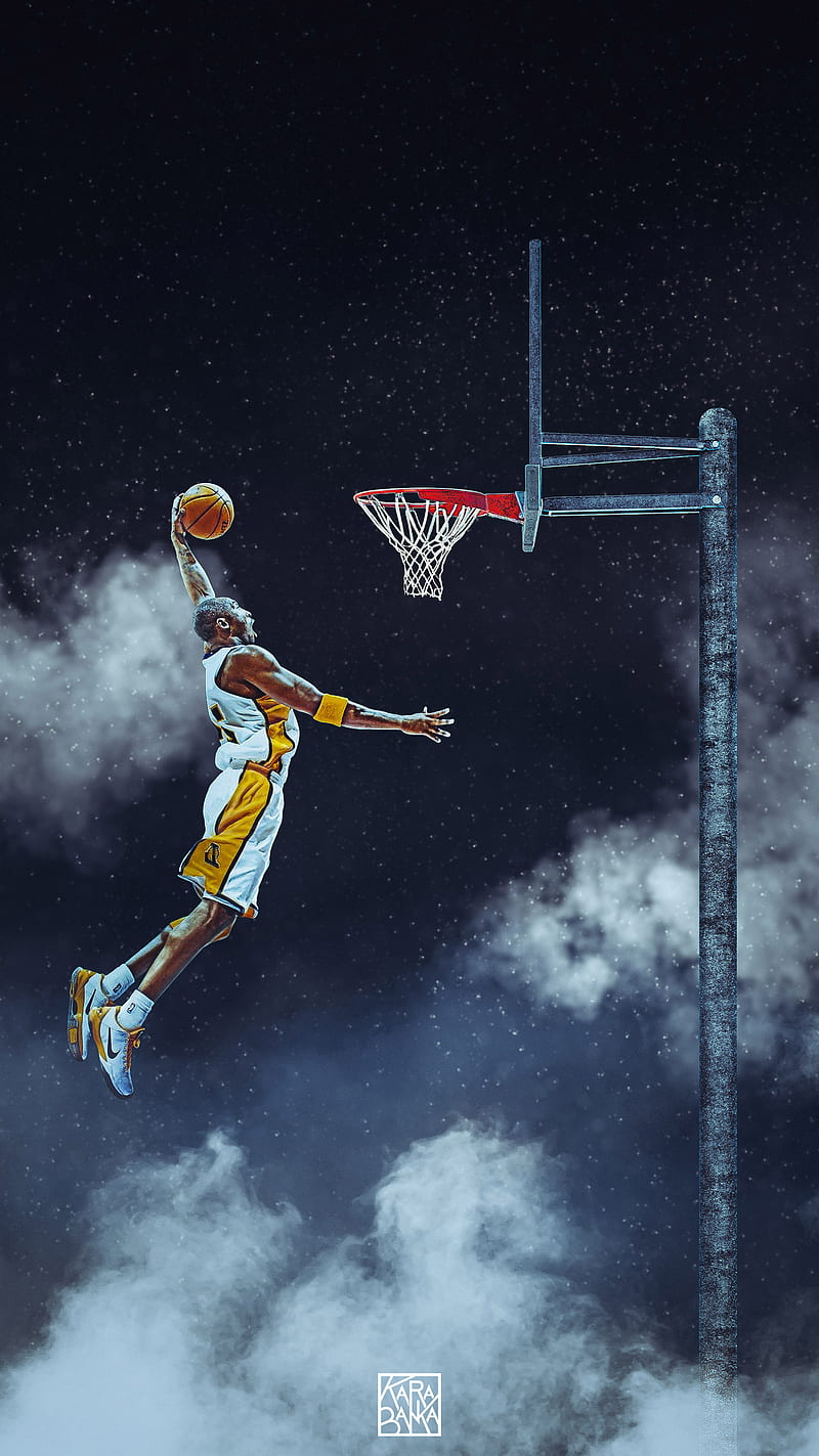Kobe Bryant, Karabanka, basketball, blue, clouds, cool, dark, die, died,  dream, HD phone wallpaper