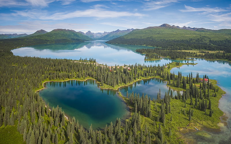 graphy, Aerial, Alaska, Forest, Lake, Mountain, Panorama, HD wallpaper