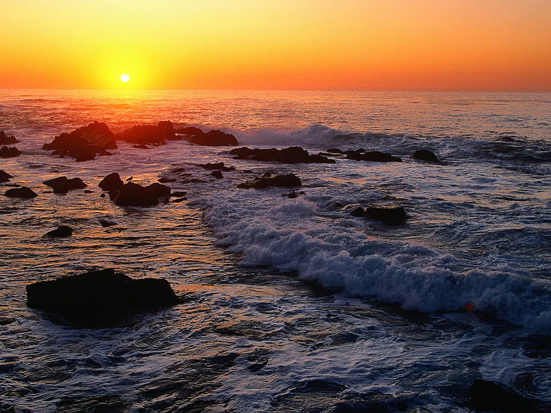 Monterey California, sunset, monterey, california, ocean, HD wallpaper