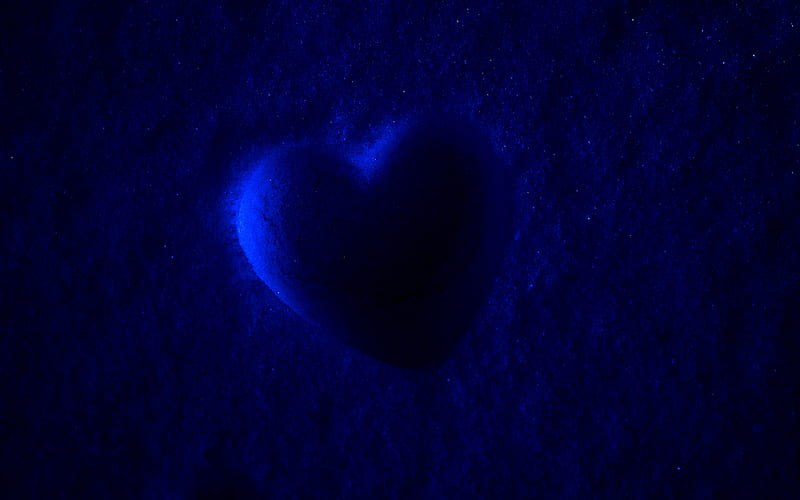 blue 3D heart love concepts, blue sand, artwork, 3D hearts, creative, corazones, cold heart, HD wallpaper
