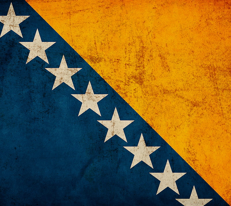 BiH Flag, blue, bosna, bosnia, herzegovina, stars, yellow, HD wallpaper