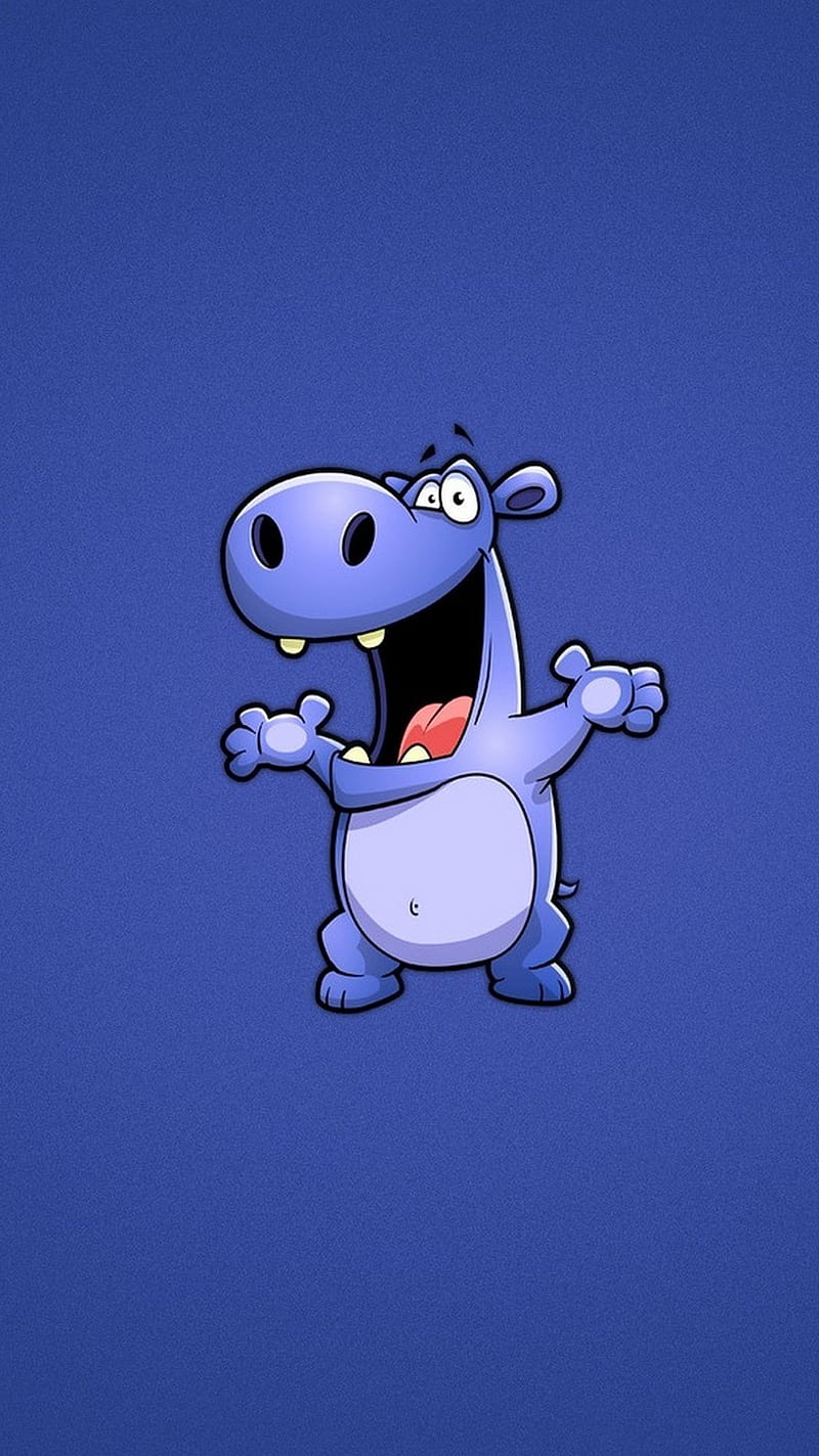 HAPPY HIPPO, hippo, blue, humor, happy, hippopotamus, HD phone wallpaper