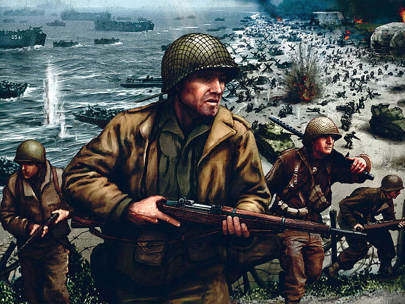 D-DAY, videogame, soldier, action, game, dom, army, adventure, HD wallpaper