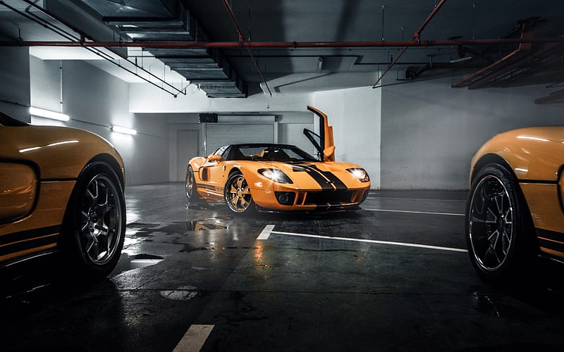 Ford GT40, yellow sports coupe, sports car, tuning, American cars, Ford Motor Company, HD wallpaper
