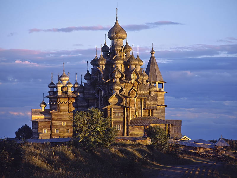 wooden cathedral, orthodoxy, cathedral, church, russia, HD wallpaper