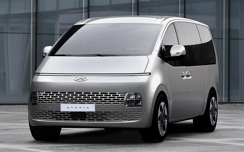 Hyundai Staria, 2021, exterior, front view, minivan, new silver Staria, Korean cars, Hyundai, HD wallpaper