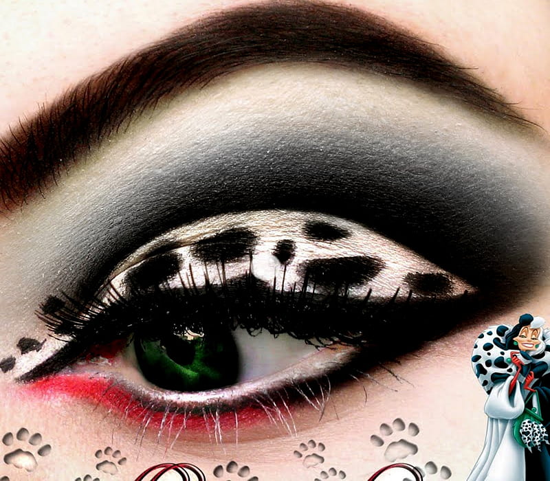 Cruella De Vil Eye Art, Art, Cruella De VIl, Puppies, Eye, Black and white, HD wallpaper