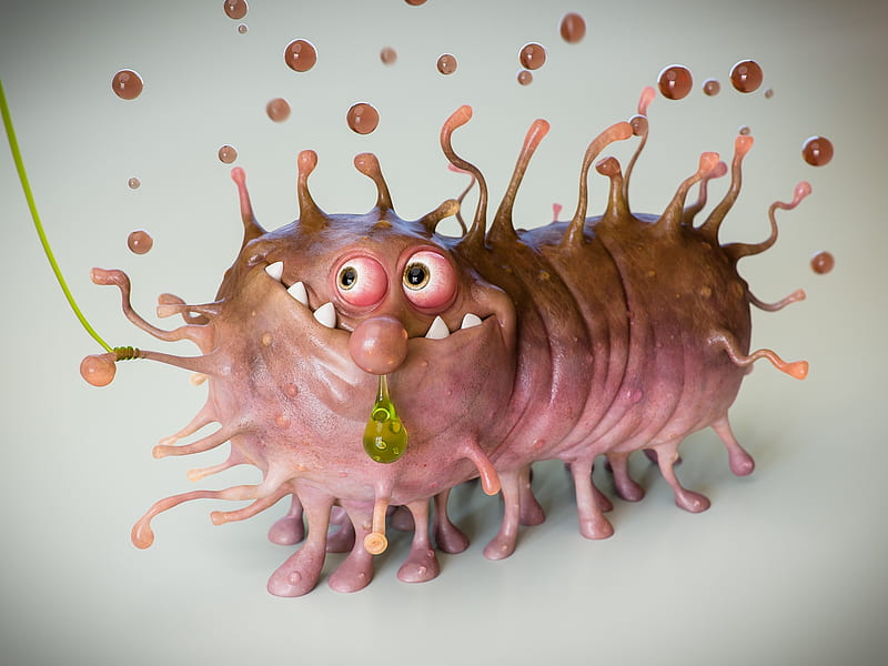 :D, fantasy, worm, mucus, jirka krivanek, pink, creature, HD wallpaper