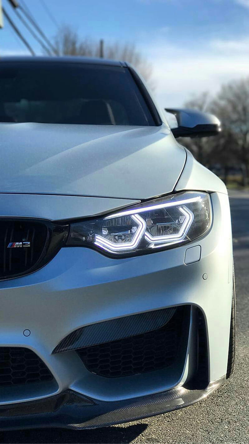 BMW M3, bmw, car, close up, f80, m3, sedan, tuning, vehicle, white, HD phone wallpaper