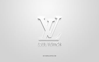 Louis Vuitton logo, white background, Louis Vuitton 3d logo, 3d art, Louis Vuitton, brands logo, white 3d Louis Vuitton logo, HD wallpaper