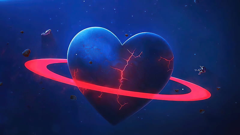 Artistic, Heart, Space , Planetary Ring, HD wallpaper