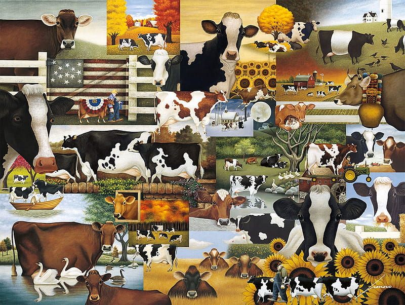 farm, vaca, cow, collage, animal, HD wallpaper | Peakpx