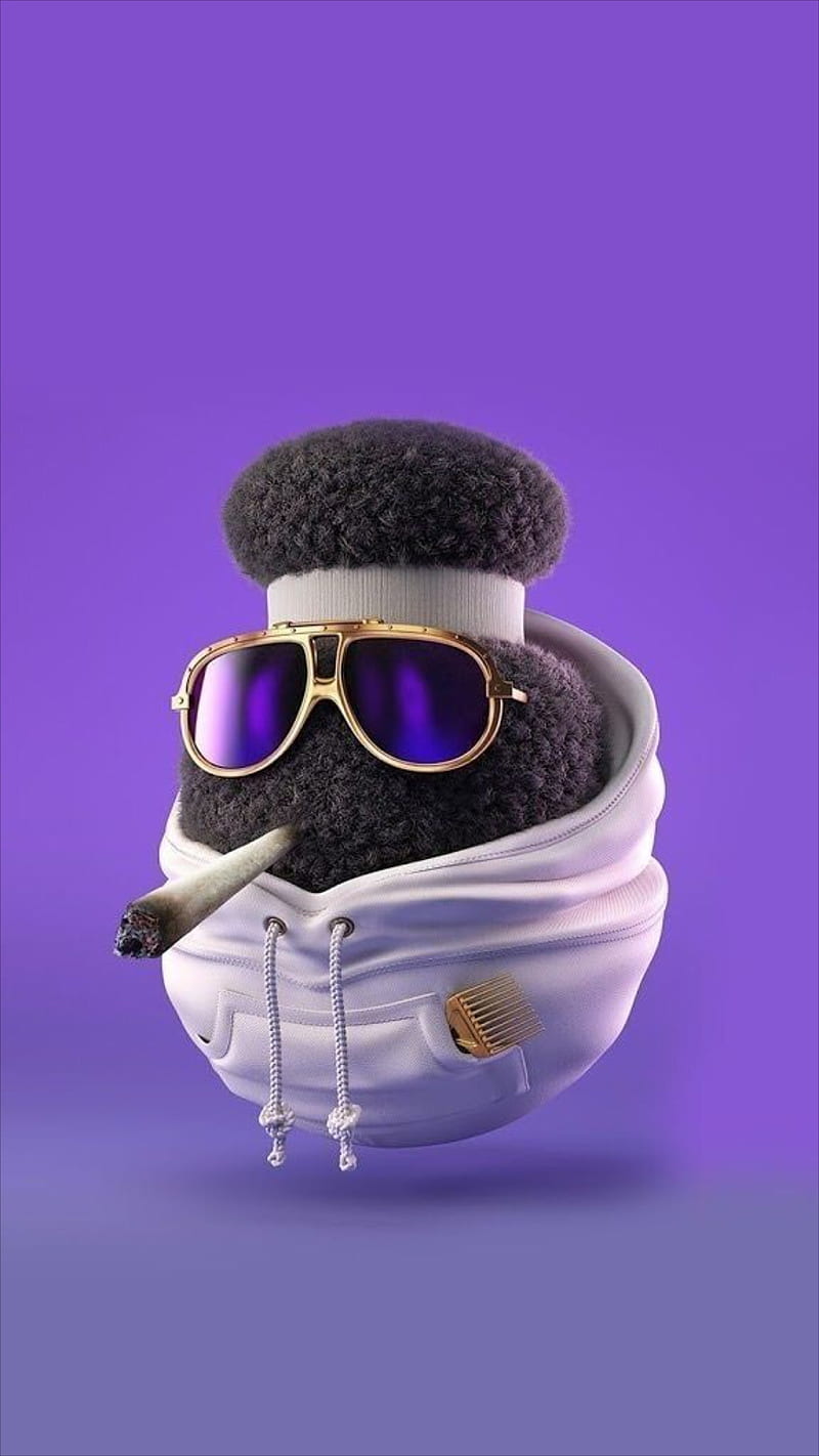 Heavy smoker, cartoon, character, drawings, funny, purple, smoking, sunglasses, HD phone wallpaper