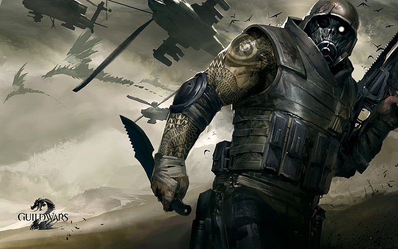 Guild Wars, guerra, action, cg, video game, adventure, guild wars 2, fantasy, warrior, dagger, HD wallpaper