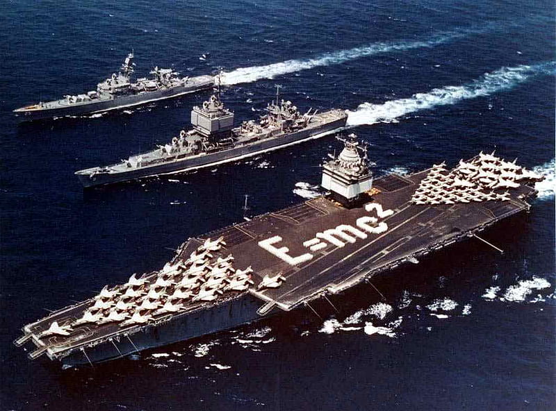 CVN 65 USS Enterprise w/ escorts, cvn 65, carrier, uss enterprise, navy, HD wallpaper