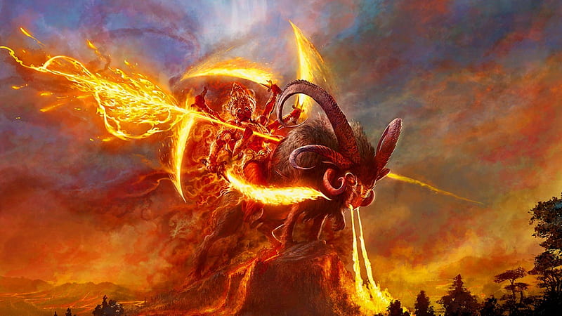Lord Agni, fire, diety, fantasy, mythology, HD wallpaper