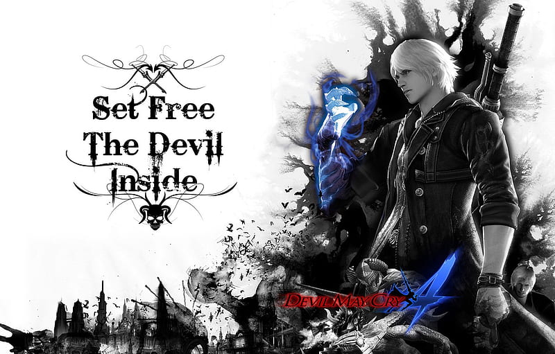 Wallpaper guns, sword, sword, hunter, Dante, red coat, Dante, DMC 4 for  mobile and desktop, section игры, resolution 1920x1200 - download