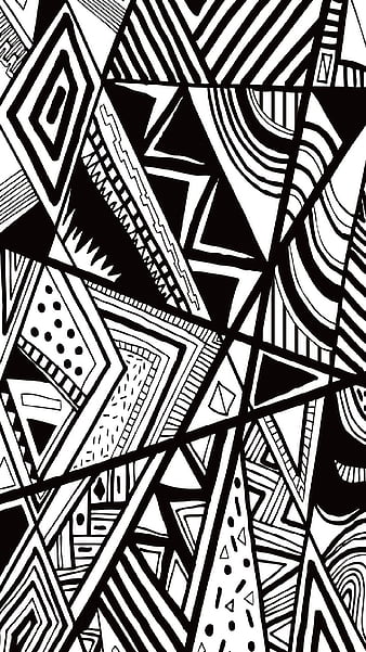 Line up, black, white, drawing, lines, shapes, HD phone wallpaper | Peakpx