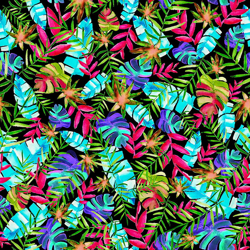 pattern, leaves, colorful, plants, HD phone wallpaper