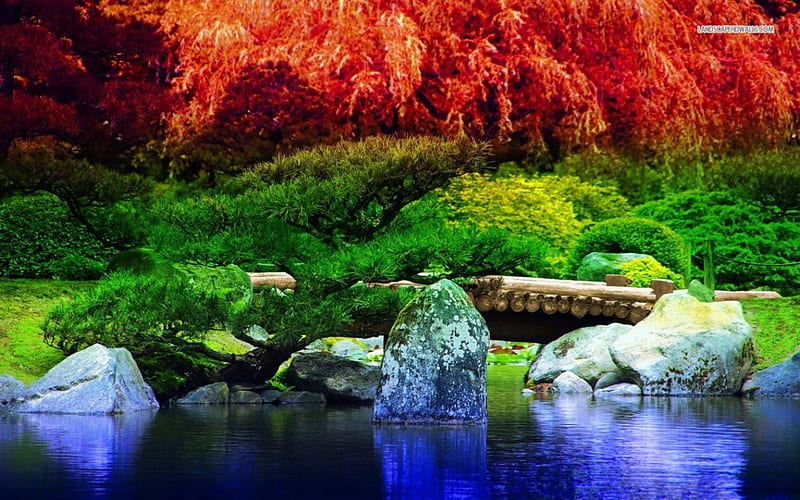 japanese water garden wallpaper