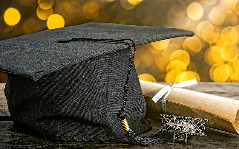 education concepts, graduation, graduation black hat, diploma, University graduation concepts, HD wallpaper