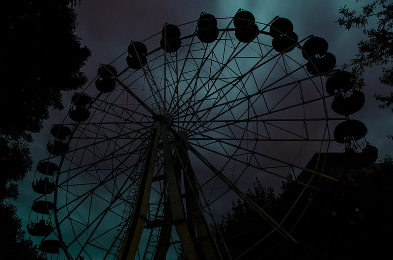 ferris wheel, attraction, night, sky, HD wallpaper