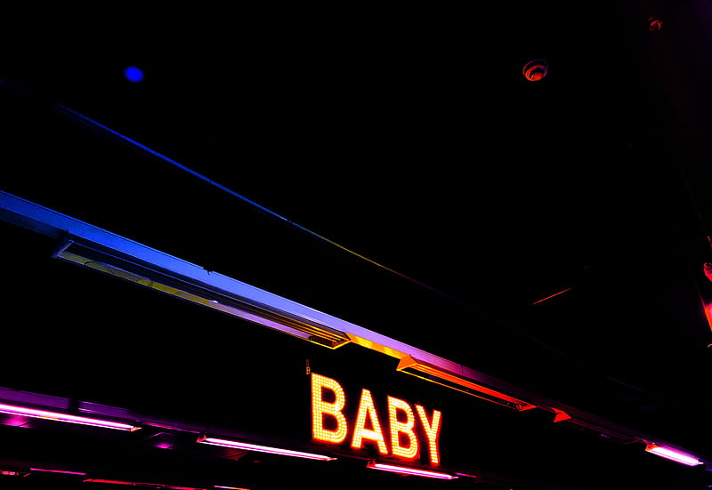 baby, inscription, word, backlight, neon, dark, HD wallpaper