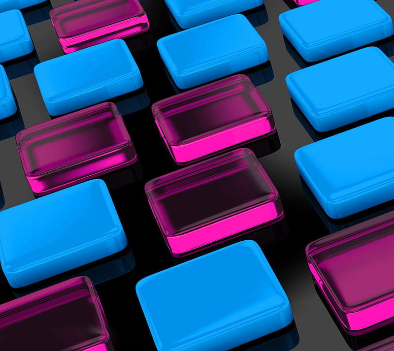 Pink and Blue, blue cube, cubes, cuboids, pink and blue cube, pink cube, HD wallpaper