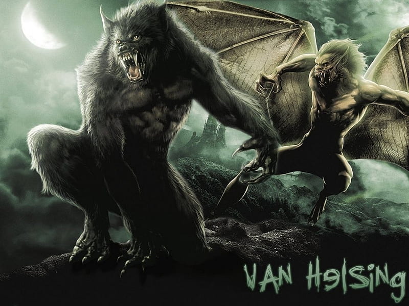 VAN HELSING DRACULA & WOLF, fantasy, moon, dracula, van helsing, wolf, HD  wallpaper | Peakpx