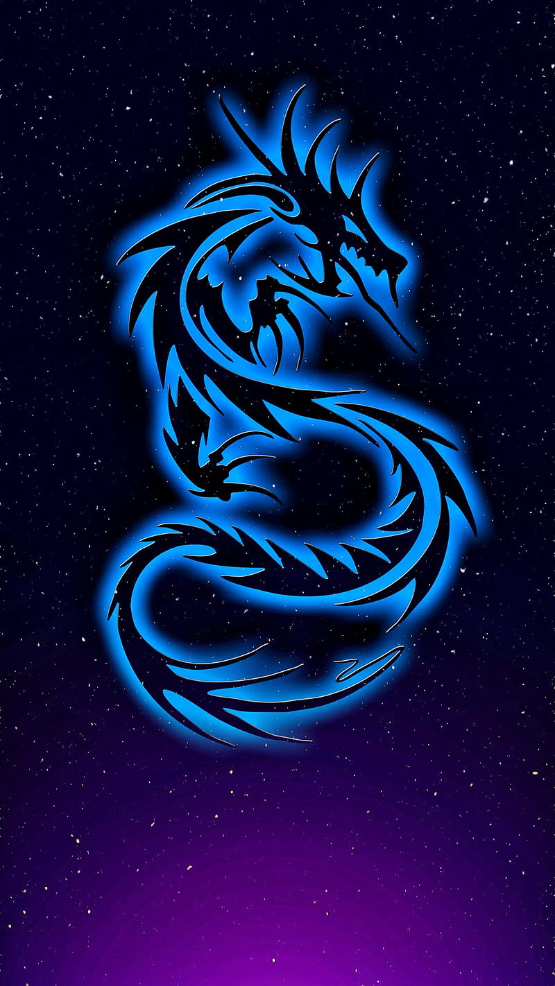 Galaxy dragon, blue, stars, HD phone wallpaper