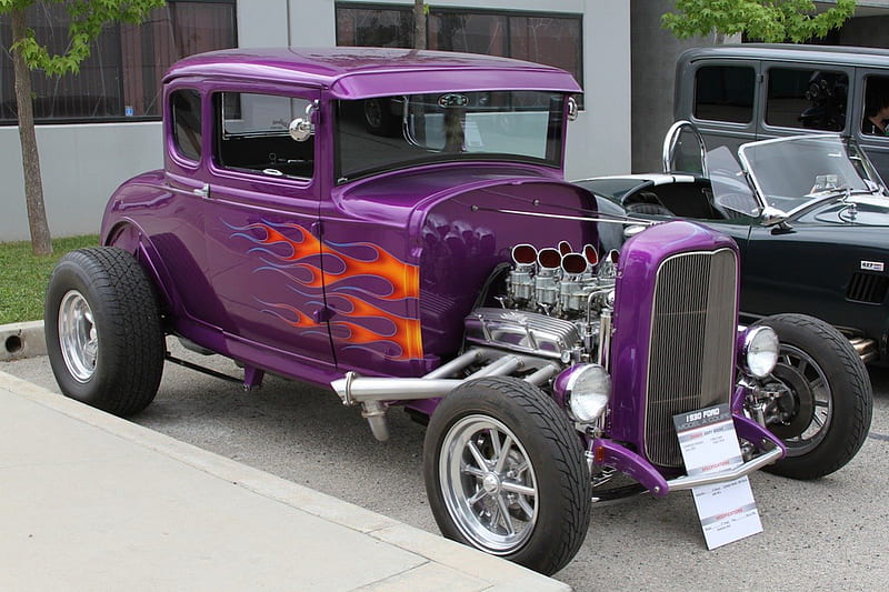 Model A 1930, Classic, Purple, Hotrod, Ford, HD wallpaper