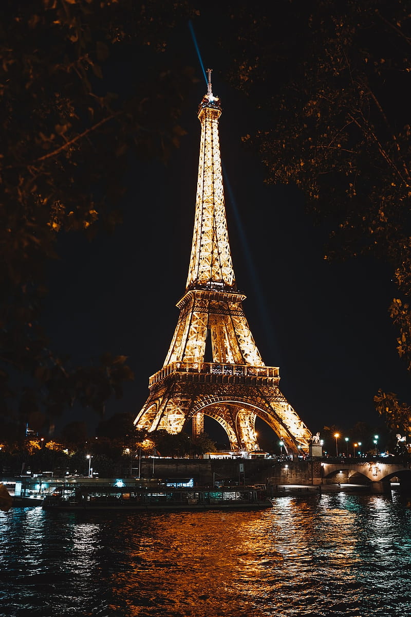 Eiffel Tower At Night, Black and Pink Paris, HD phone wallpaper