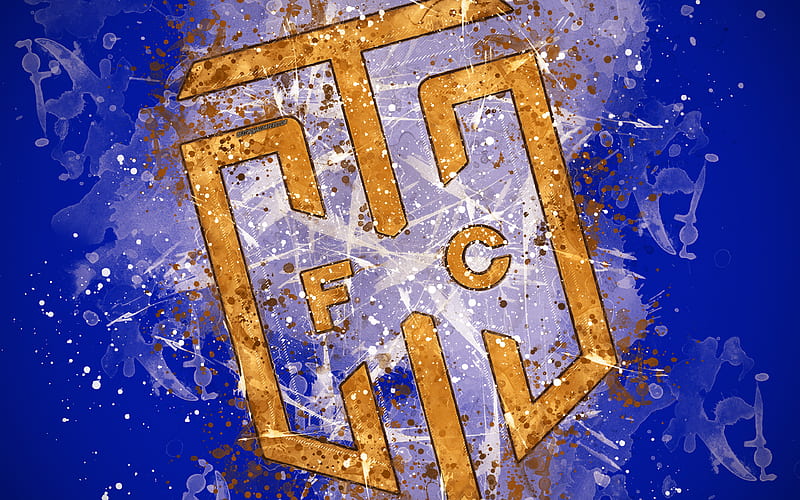 Cape Town City FC paint art, logo, creative, South African football team, South African Premier Division, emblem, blue background, grunge style, Cape Town, South Africa, football, HD wallpaper