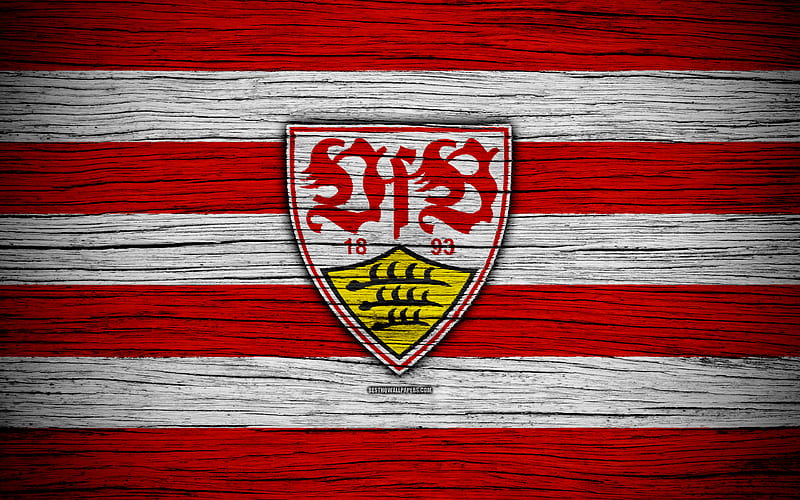 Stuttgart Bundesliga, logo, Germany, wooden texture, FC Stuttgart, soccer, football, Stuttgart FC, HD wallpaper