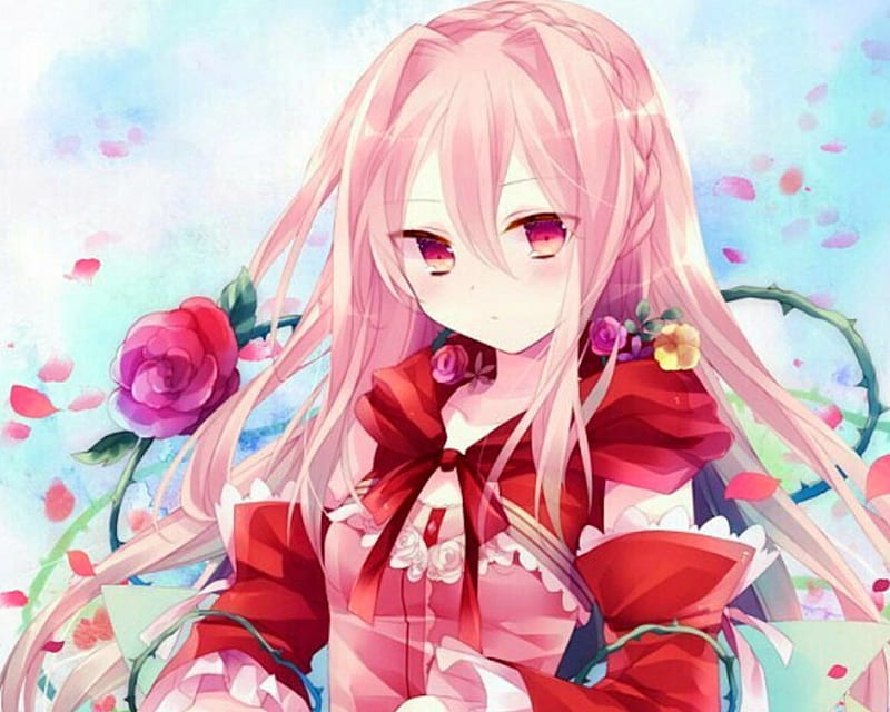 Cute Girl, cute, flowers, girl, anime, HD wallpaper
