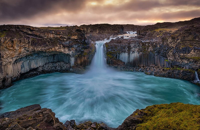 Iceland’s Aldeyjarfoss Waterfall, river, nature, Iceland, cool, waterfall, fun, HD wallpaper