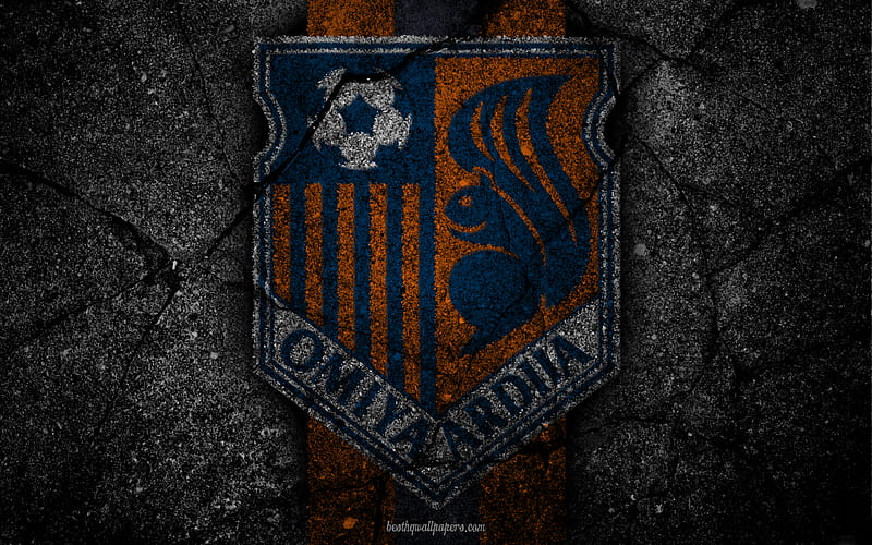 Omiya Ardija, logo, art, J-League, soccer, football club, FC Omiya Ardija, asphalt texture, HD wallpaper