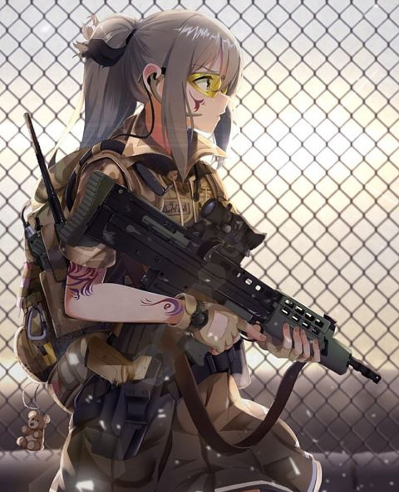 Anime girl, guns, HD phone wallpaper