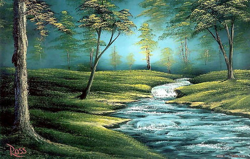Bob Ross...Oil Painting, Landscape, Oil Painting, bonito, Painting, Bob Ross, HD wallpaper