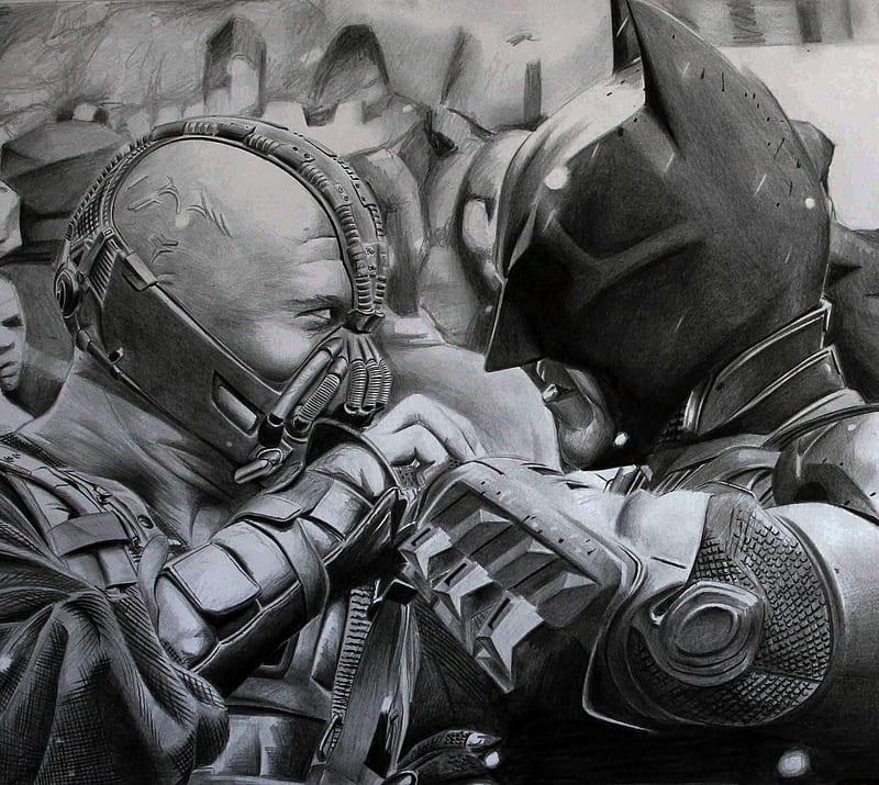 Art Bane Vs Batman, art, bane, batman, dark, knight, movie, rises, HD wallpaper
