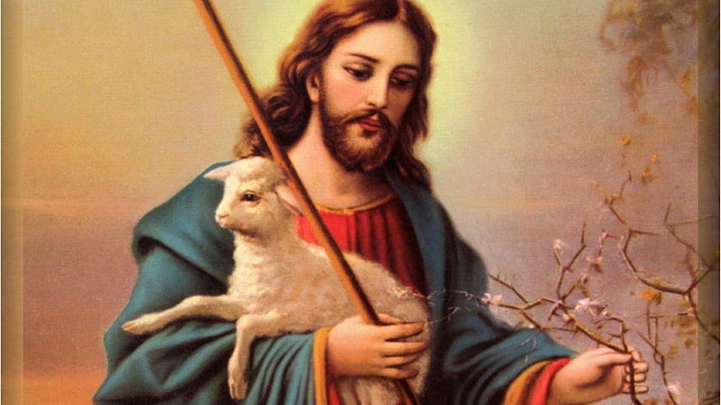 Jesus With Stick And Lamb Jesus, HD wallpaper