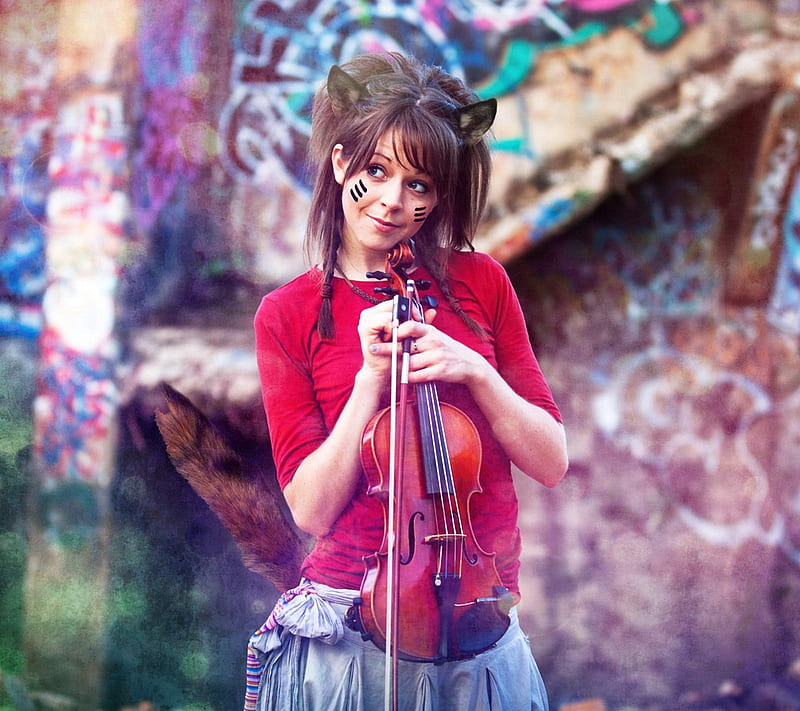 Lindsey Stirling, cute, girl, music, violin, HD wallpaper