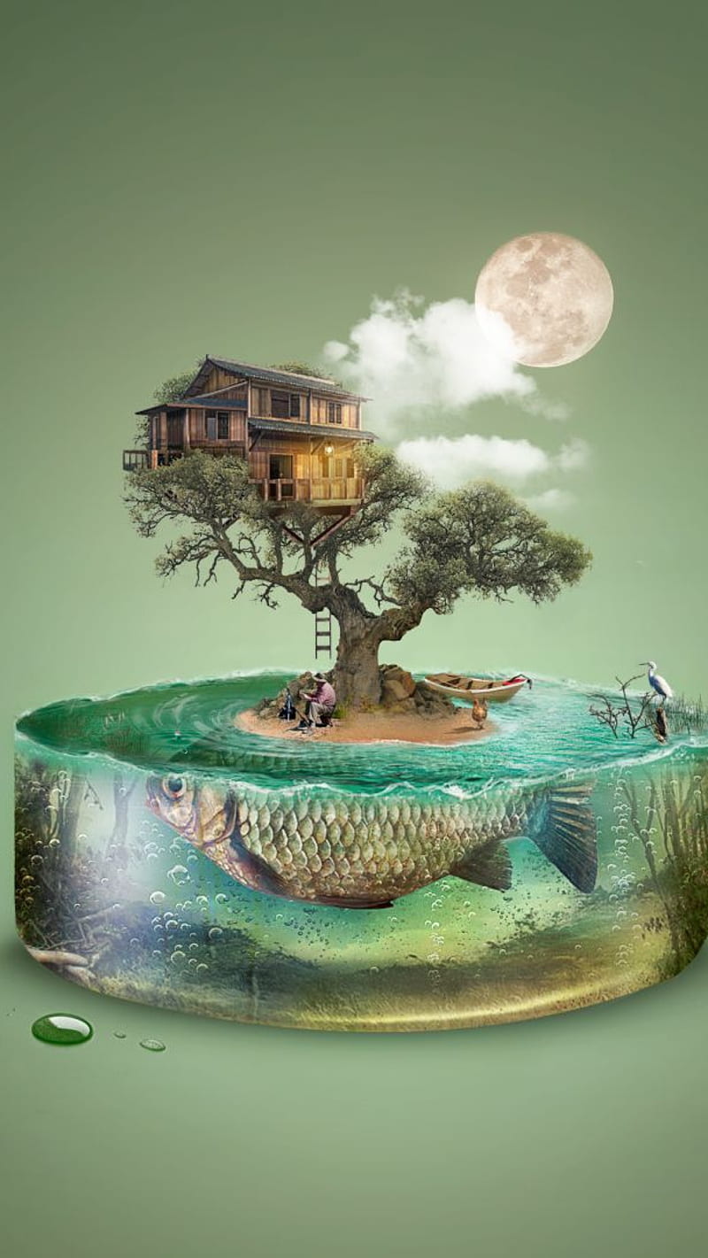 Fantasy Tree house , tree house, HD phone wallpaper