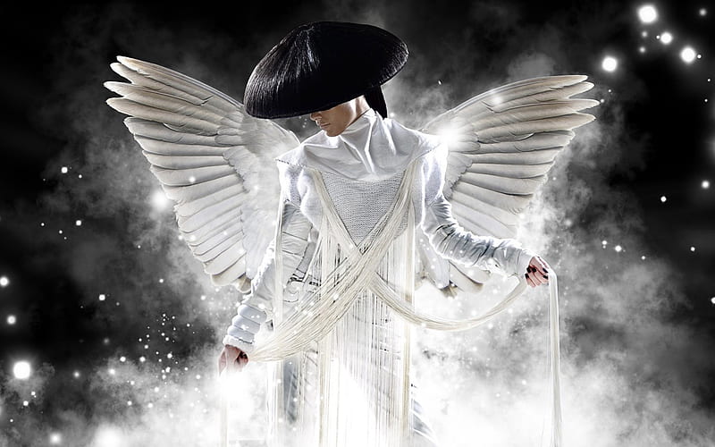 Angel, hair, wings, white, style, hat, HD wallpaper Angel, hair, wings, white, style, hat, HD wallpaper