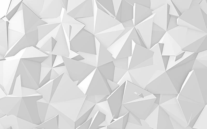 white mosaic texture, white triangles texture, geometric abstract texture, creative background, triangles, art, HD wallpaper
