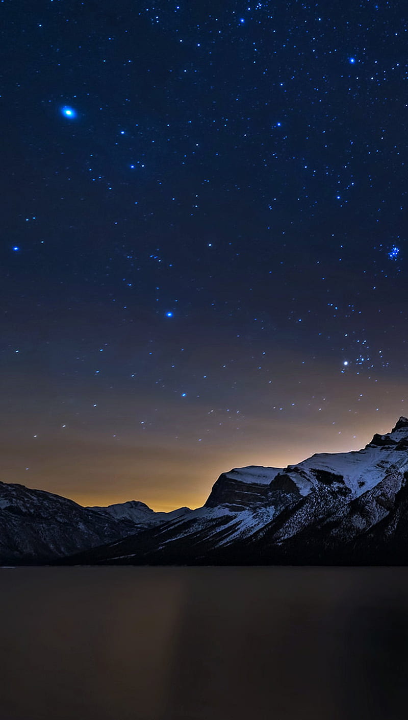 Night Stars, lake, mountain, sky, HD phone wallpaper