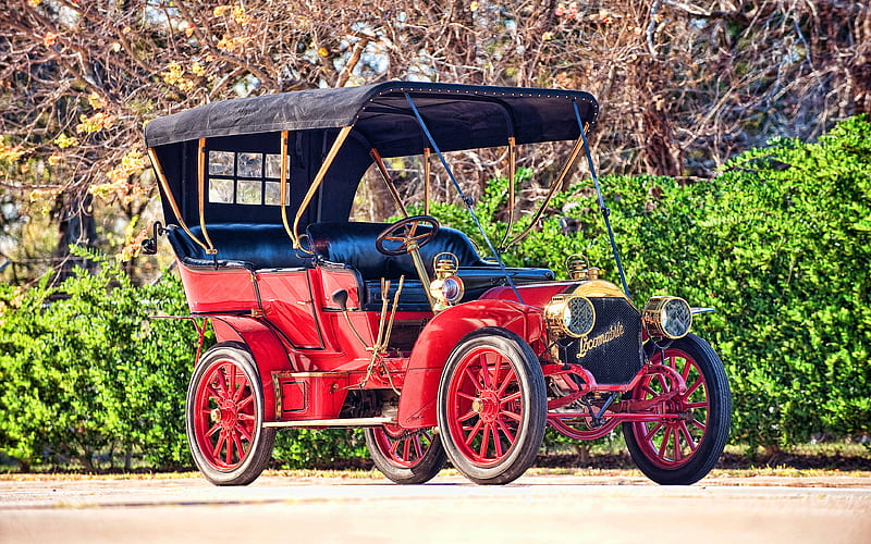 Locomobile Model E Touring 1907 cars, retro cars, red cabriolet, Locomobile, HD wallpaper