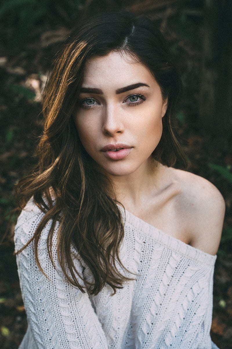 Lauren Summer, model, women, looking at viewer, green eyes, brunette, HD phone wallpaper