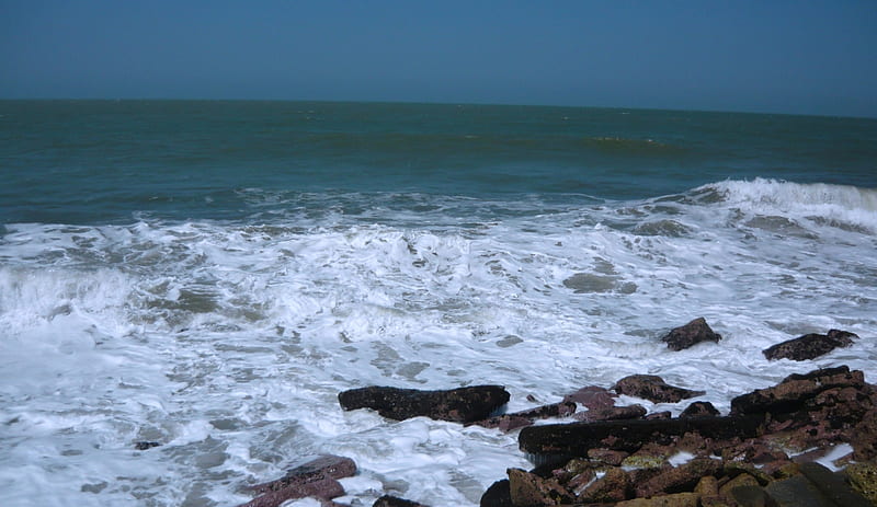 Mar de Cartagena, beach, olas, colombia, water, sea, ocean, cartagena, sea, HD wallpaper
