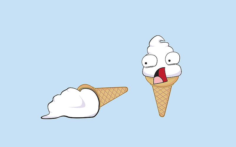 Oh No!, screaming, face, ice cream, vanilla, HD wallpaper